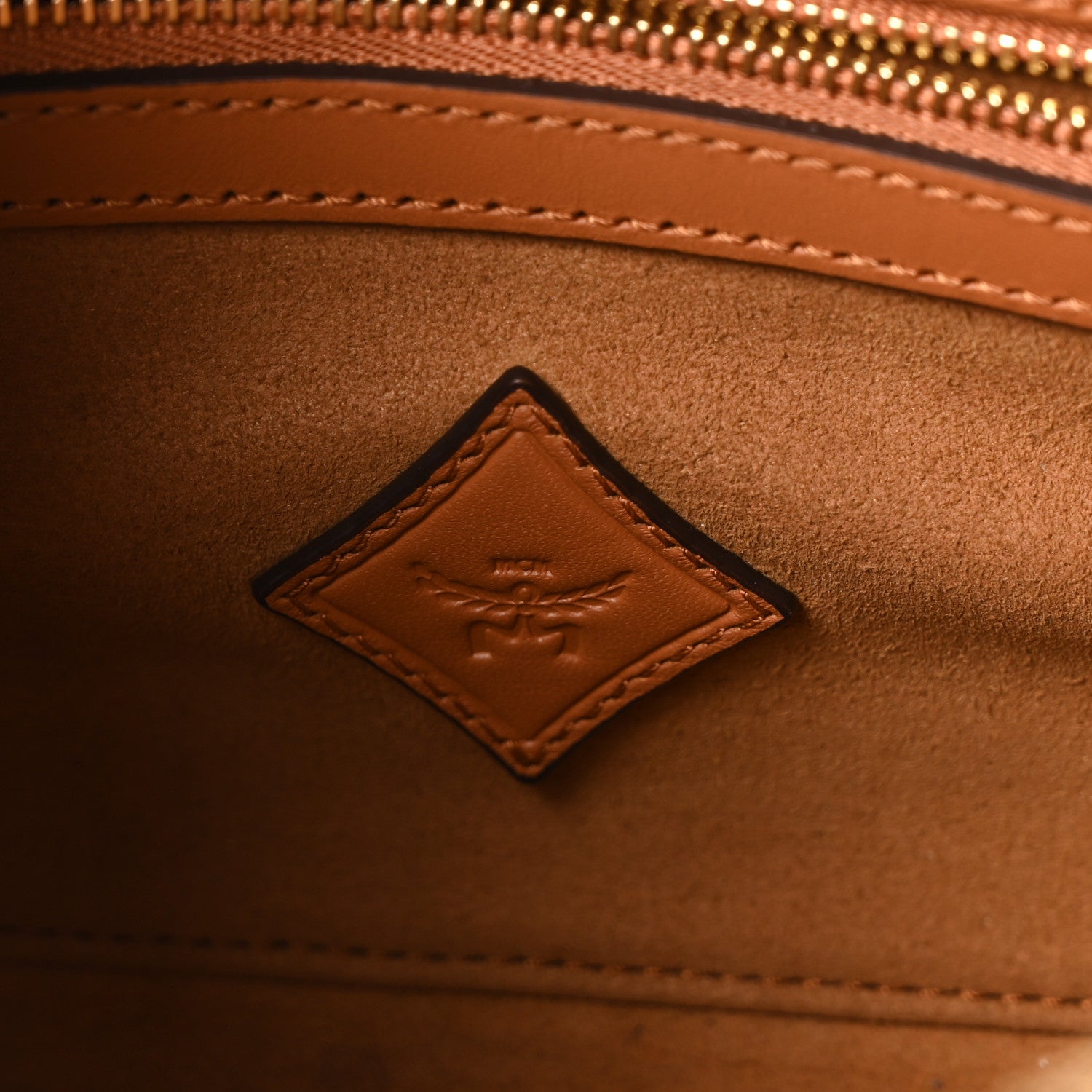 MCM Visetos Small Ella Boston Bag Cognac 6 of 9