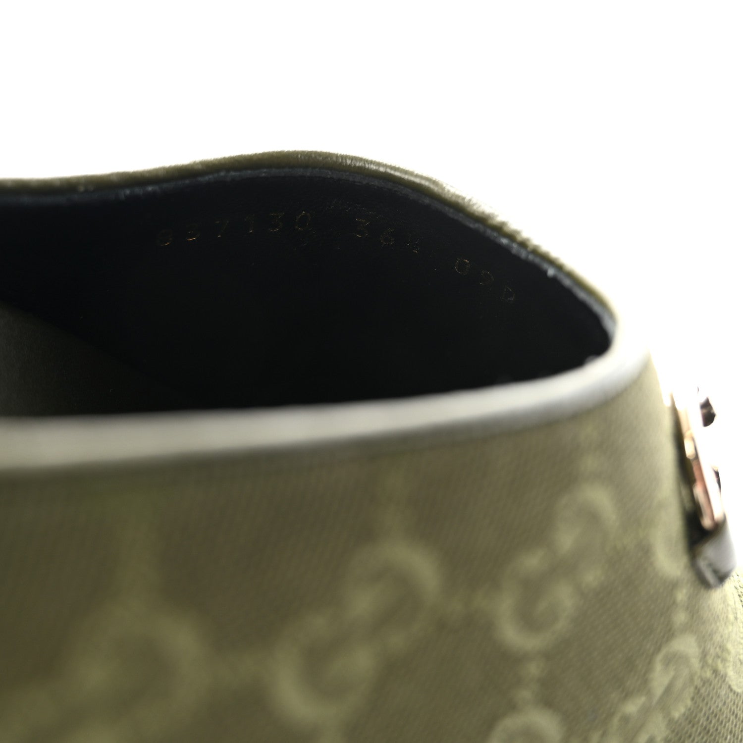 Gucci New Canvas Monogram GG Granada Kid Womens Horsebit Mules 36.5 Green 9 of 10