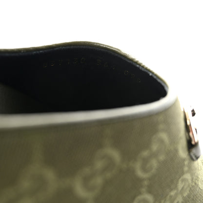 Gucci New Canvas Monogram GG Granada Kid Womens Horsebit Mules 36.5 Green 9 of 10