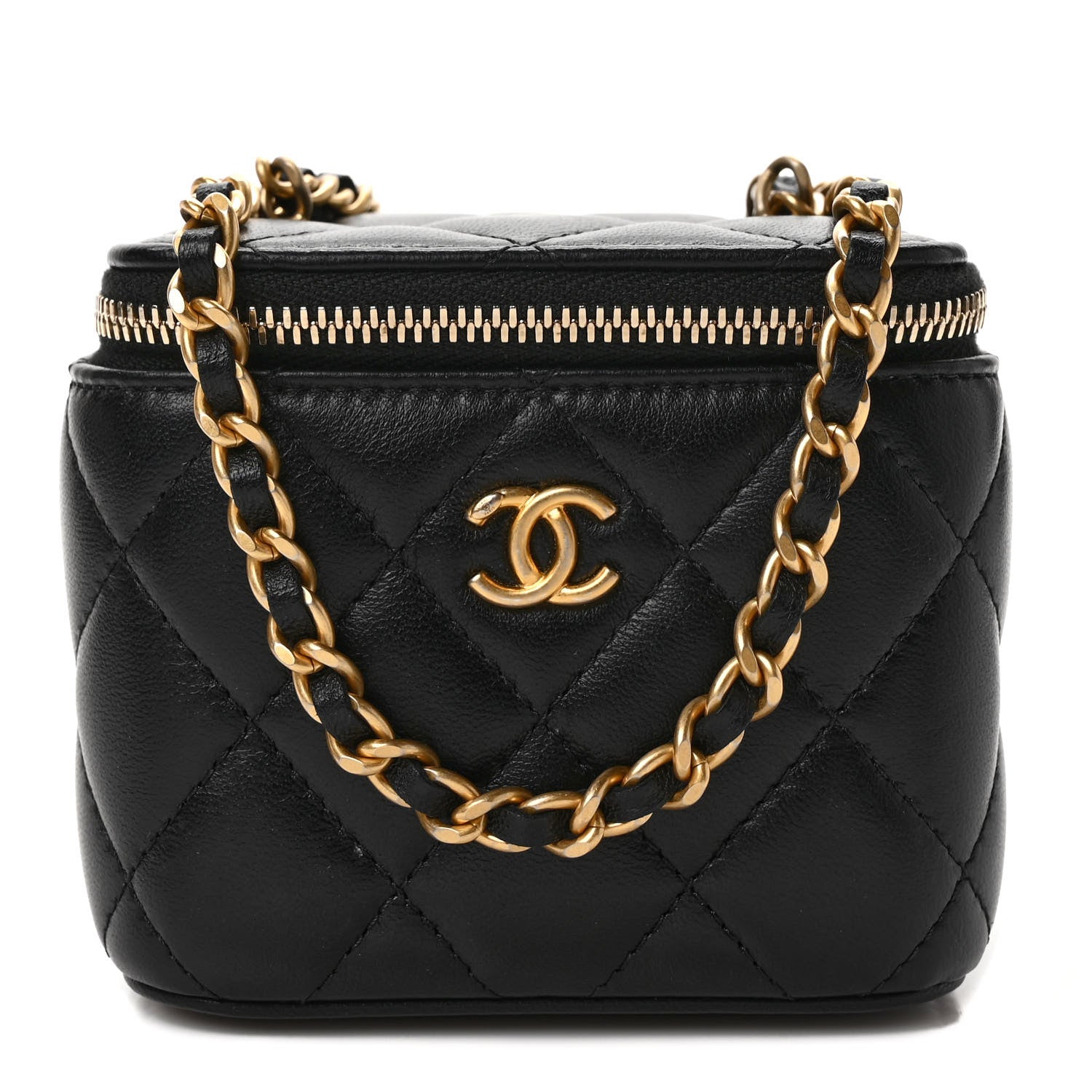 Chanel Lambskin Quilted Mini Pearl Crush Vanity Case With Chain Black 1 of 10
