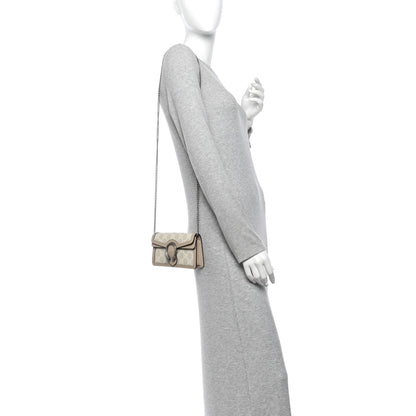 Gucci GG Supreme Monogram Textured Dollar Calfskin Super Mini Dionysus Shoulder Bag Beige Mystic White Oatmeal 2 of 11