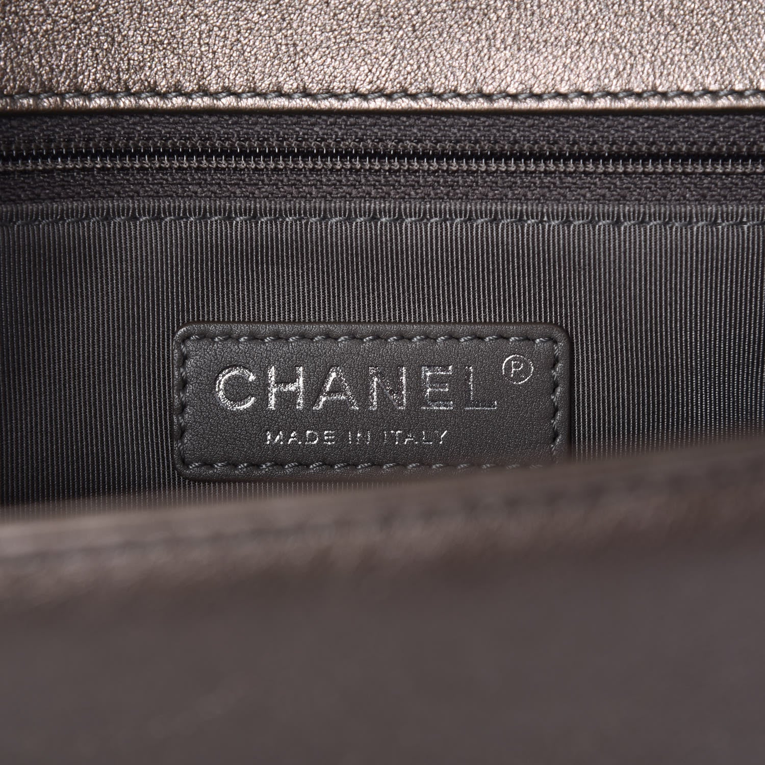 Chanel Metallic Lambskin Perforated New Medium Boy Flap Dark Silver 9 of 10
