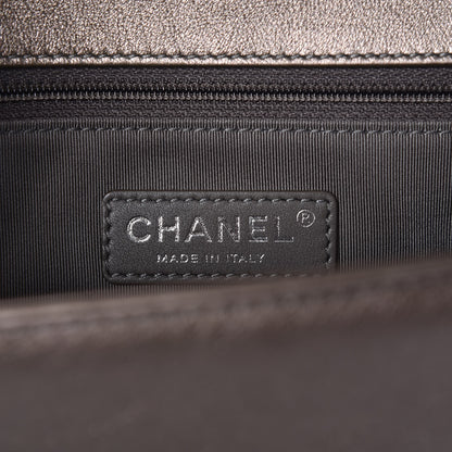 Chanel Metallic Lambskin Perforated New Medium Boy Flap Dark Silver 9 of 10