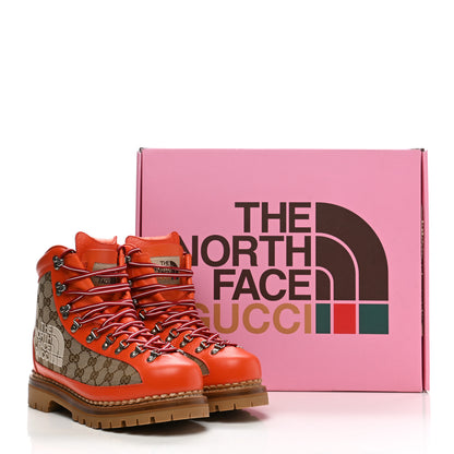 Gucci X THE NORTH FACE Monogram Textured Calfskin Mens Hiking Ankle Boots 10.5 Beige Ebony Deep Orange 10 of 10