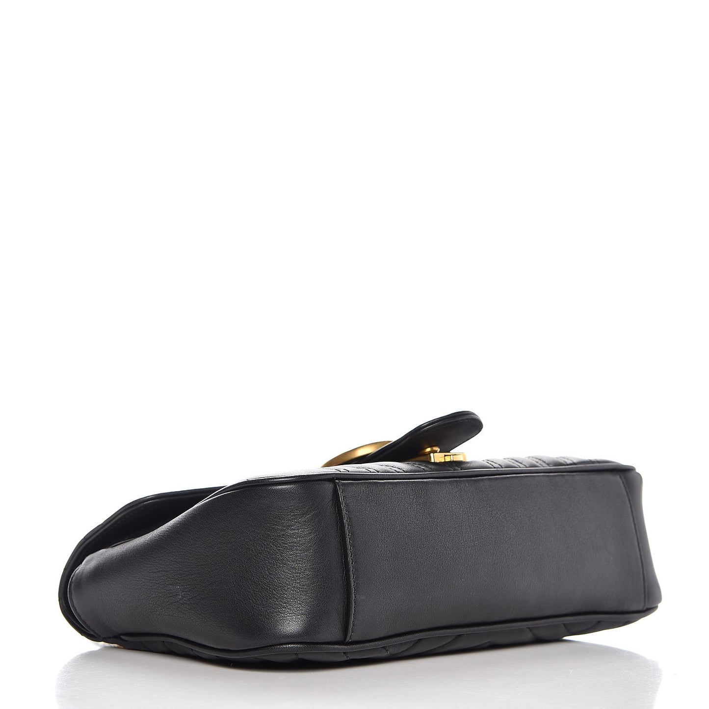 GUCCI Calfskin Matelasse Small GG Marmont Shoulder Bag Black