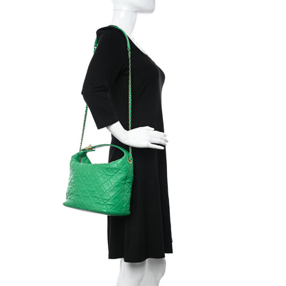 Chanel Lambskin Quilted Large Perfect Meeting Hobo Green 2 of 13