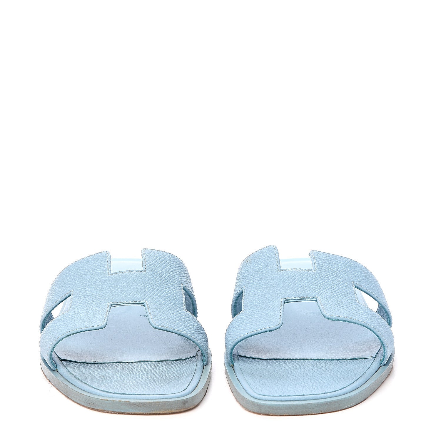 Hermes Epsom Oran Sandals 37.5 Bleu Littoral 3 of 11