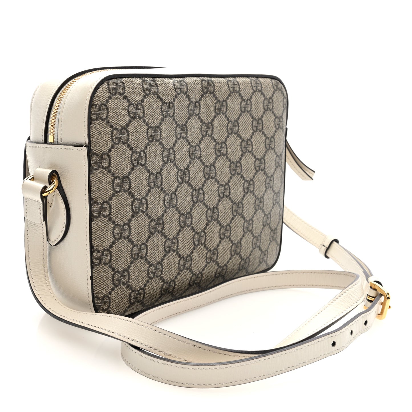 GG Supreme Monogram Small Horsebit 1955 Shoulder Bag Beige Mystic White