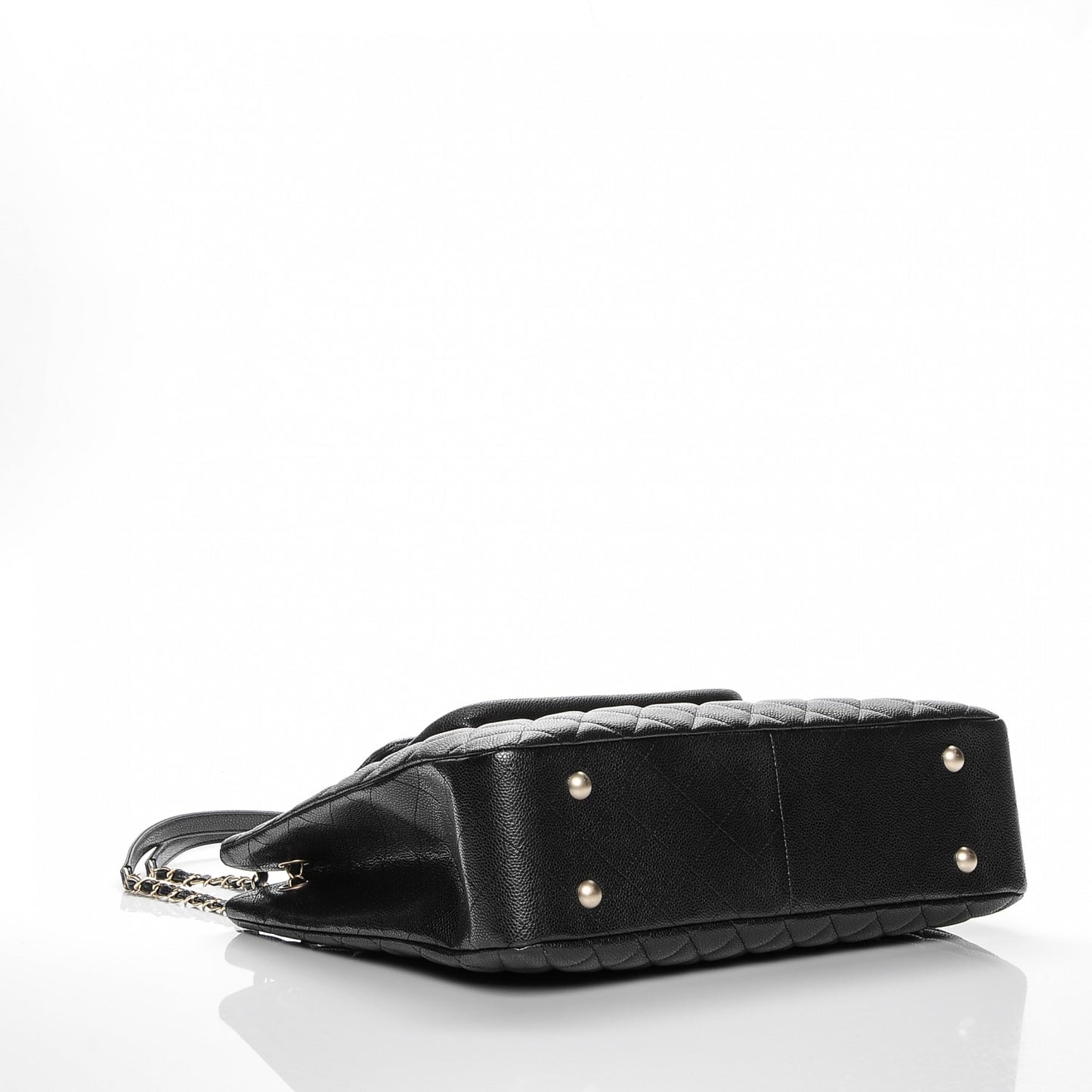 Caviar Quilted Flap Tote Black