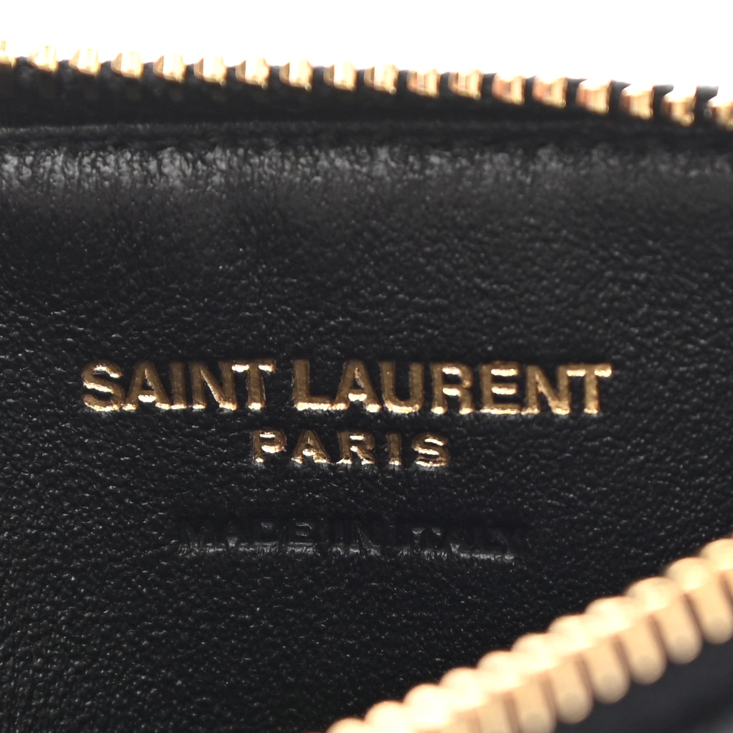 Saint Laurent Grain De Poudre Matelasse Chevron Monogram Fragments Zippered Card Case Black 4 of 8