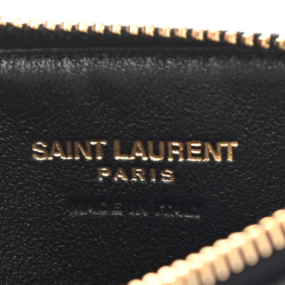 Saint Laurent Grain De Poudre Matelasse Chevron Monogram Fragments Zippered Card Case Black 4 of 8