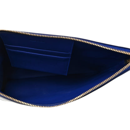 Celine Smooth Lambskin Bi-Color Solo Clutch Pouch Royal Blue Khaki 4 of 8