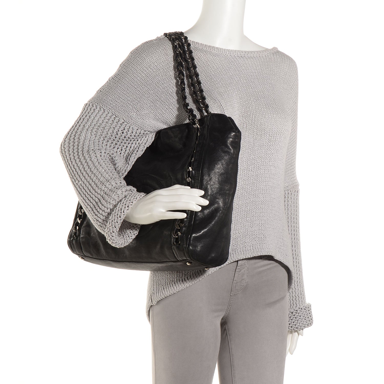 Chanel Glazed Calfskin Large Modern Chain Tote Black 2 of 7