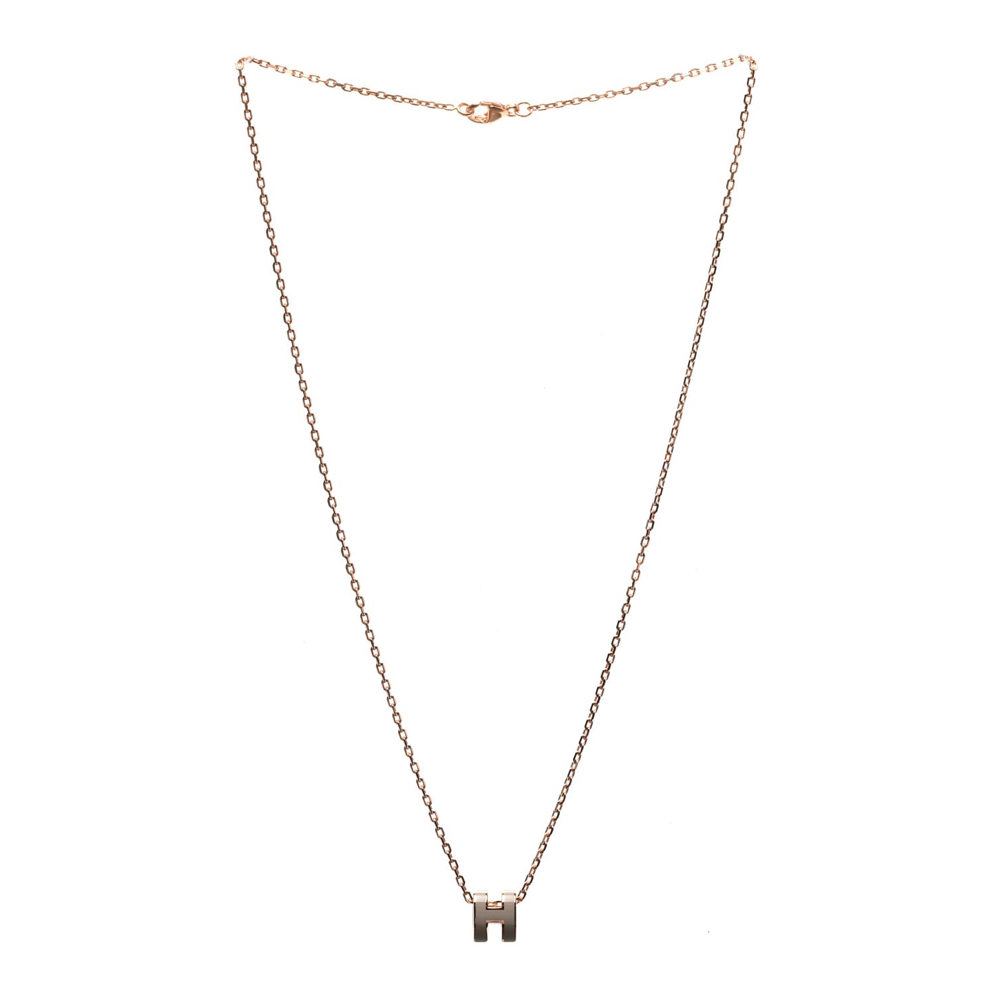 Lacquered Rose Gold Mini Pop H Pendant Necklace Marron Glace