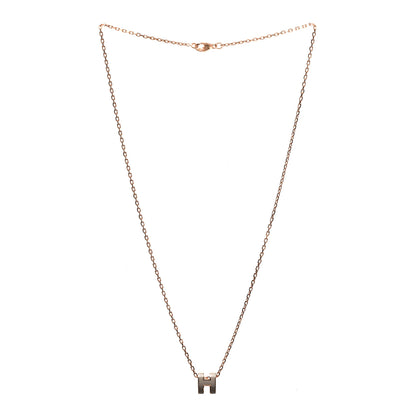 Hermes Lacquered Rose Gold Mini Pop H Pendant Necklace Marron Glace 3 of 7