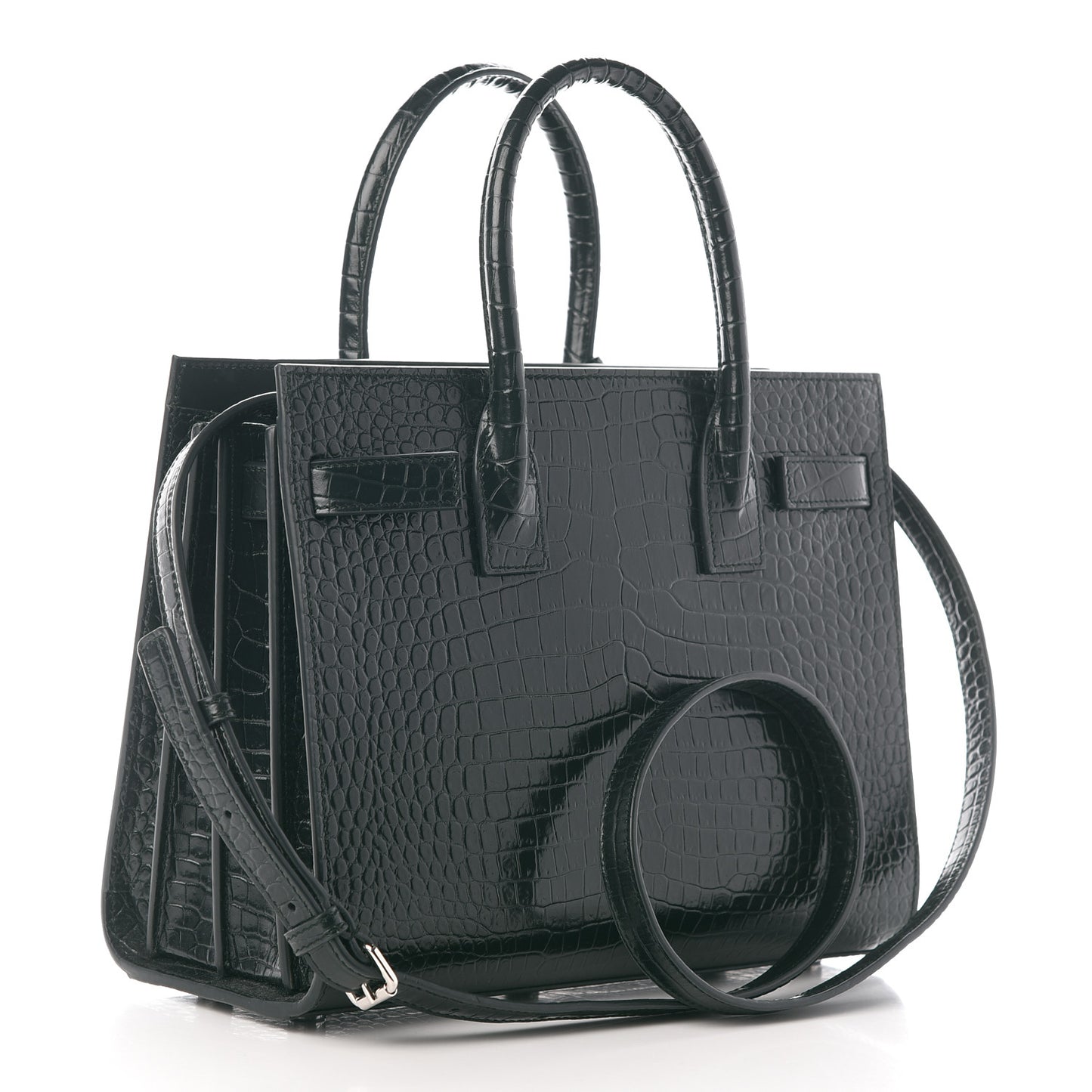 Calfskin Crocodile Embossed Baby Sac De Jour Dark Leaf