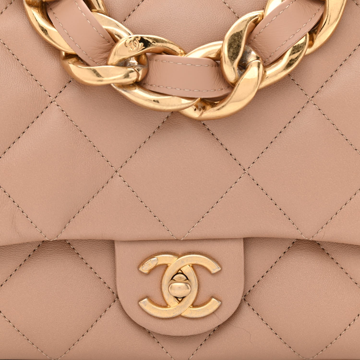 Chanel Lambskin Quilted Large CC Funky Town Flap Beige 8 of 10