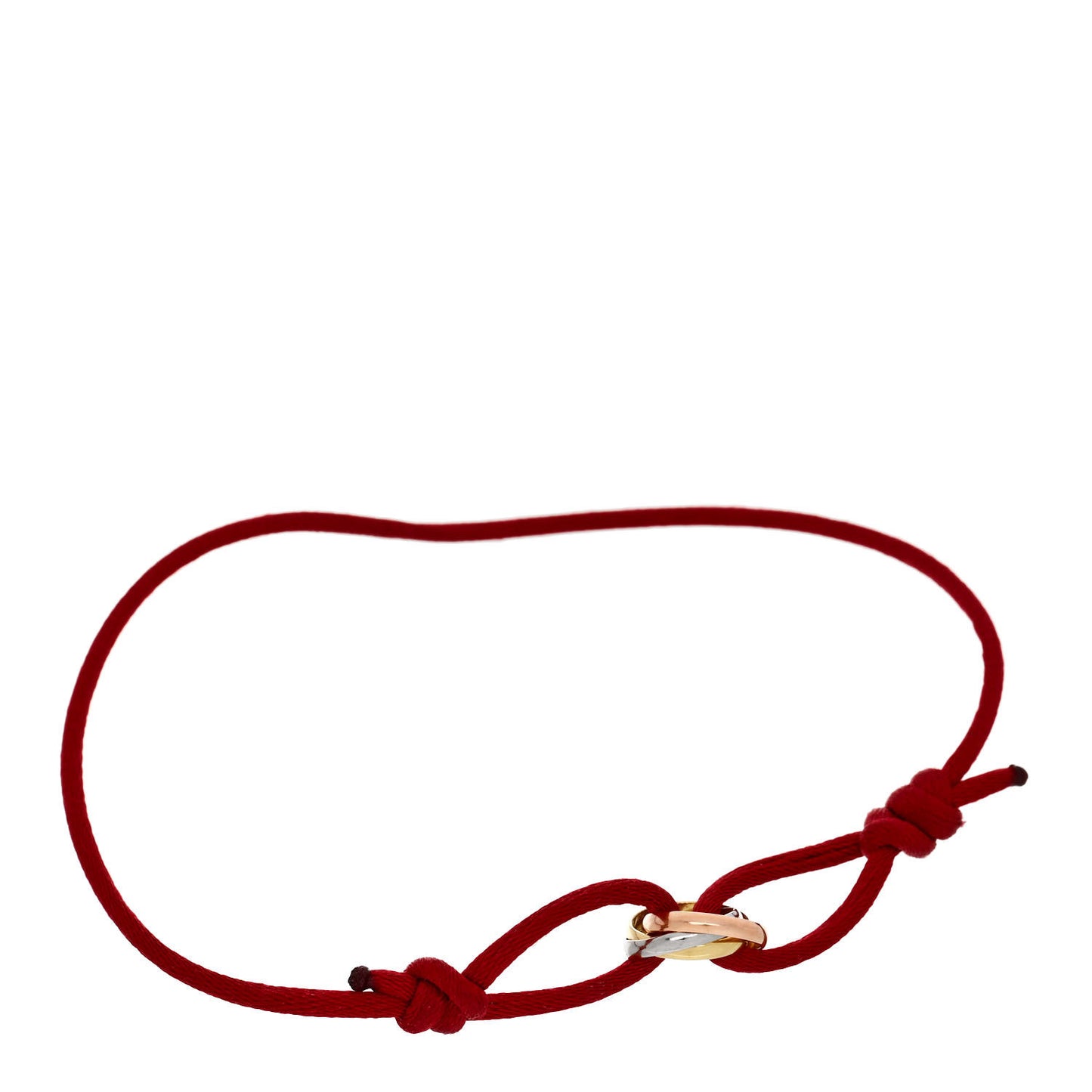 18K Pink Yellow White Gold Trinity Cord Bracelet Red