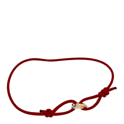 Cartier 18K Pink Yellow White Gold Trinity Cord Bracelet Red 1 of 5
