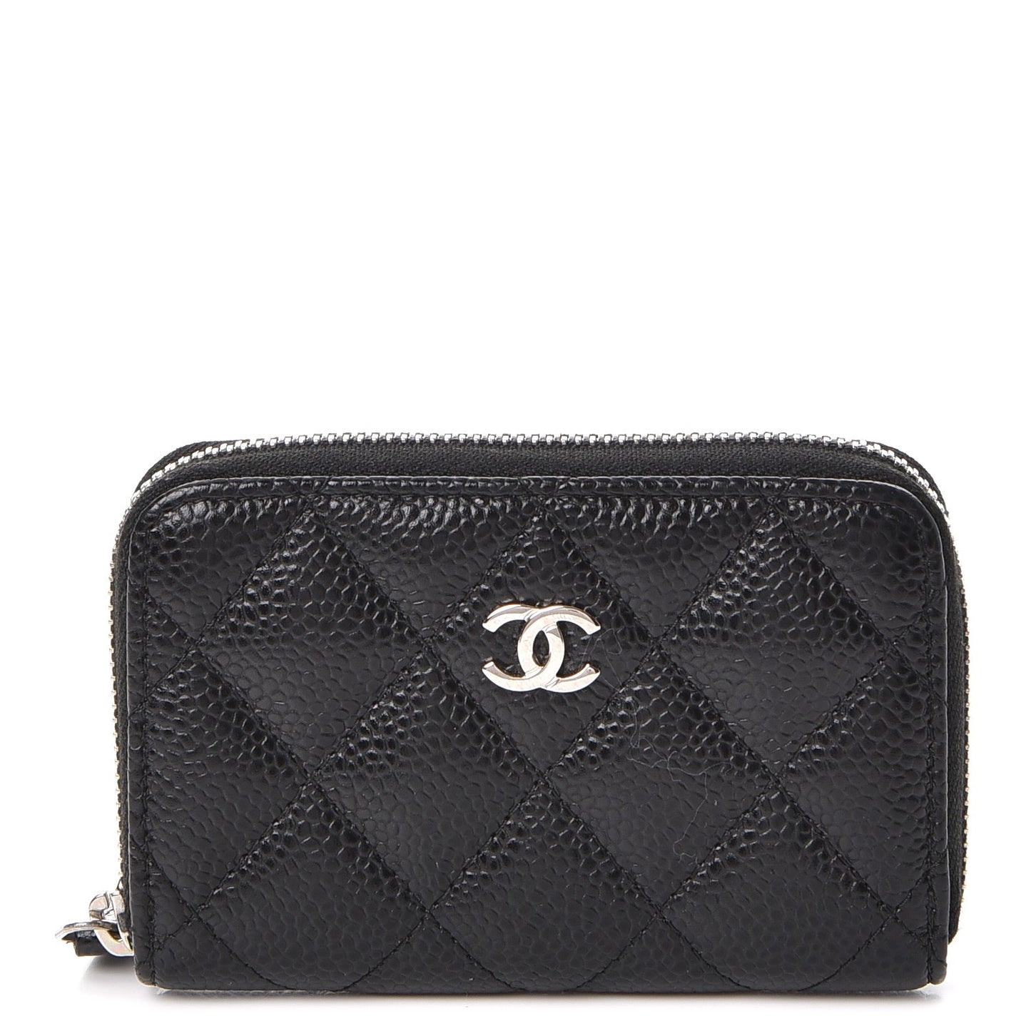 Caviar Quilted Zip Coin Purse Black