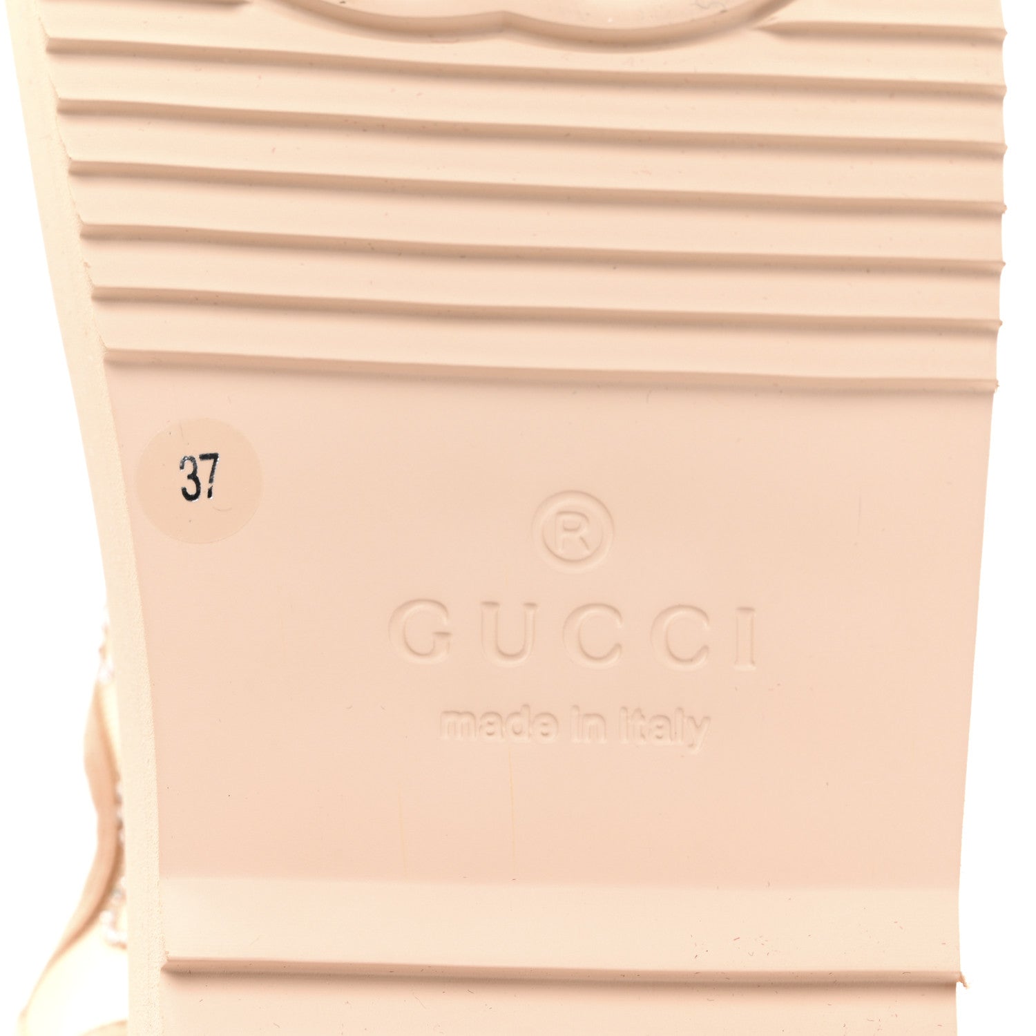 Gucci Rubber Suede Mesh Crystal GG Monogram Womens Isla Dad Sandals 37 Light Powder Skin Rose 6 of 7