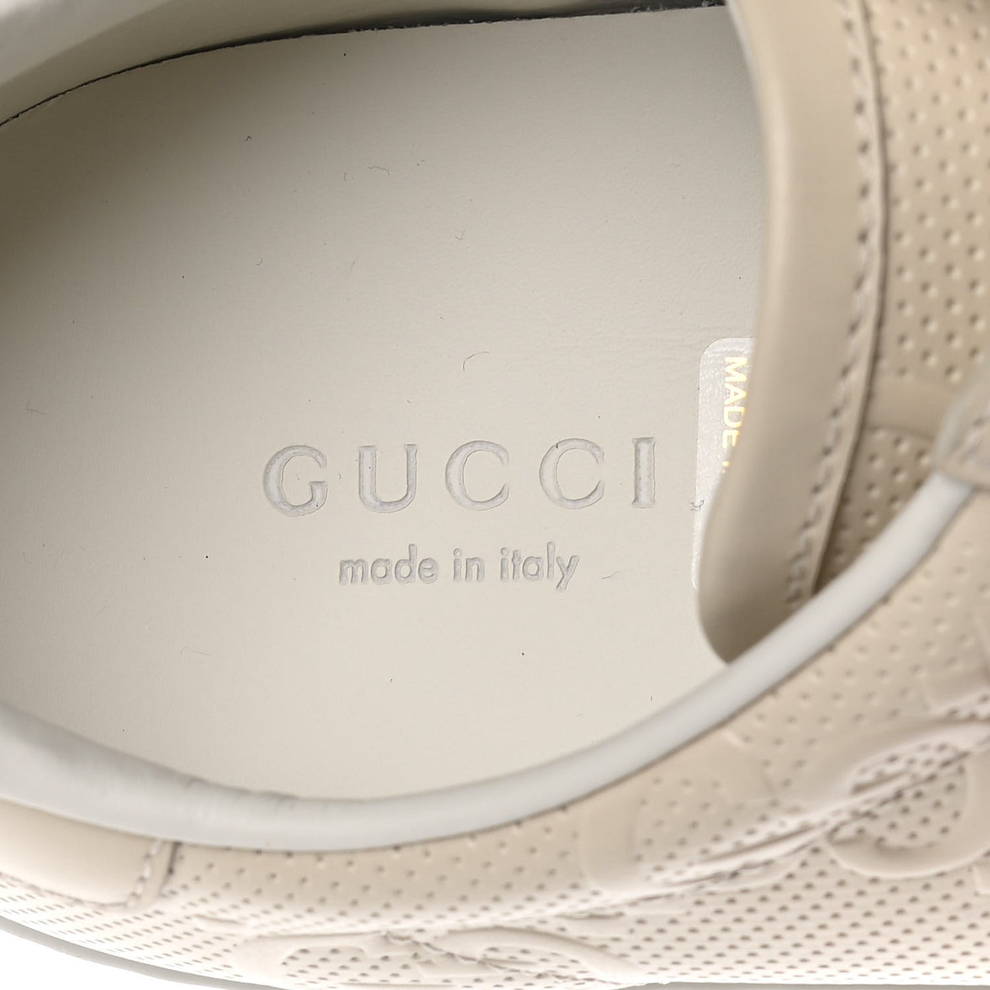Calfskin GG Tennis Embossed Womens Ace Sneakers 39 Mystic White