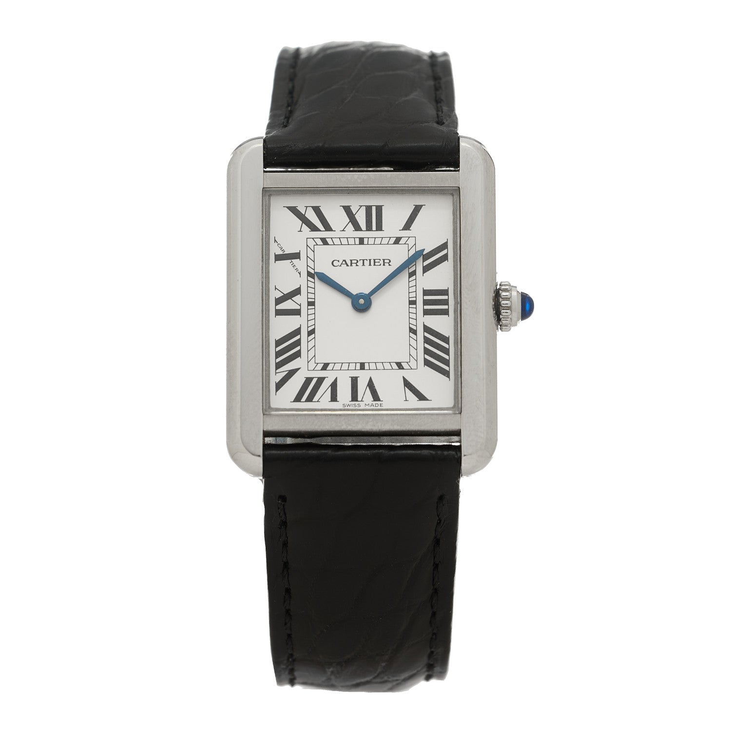 Cartier Stainless Steel Alligator 24mm Tank Solo Quartz Watch 1 of 5
