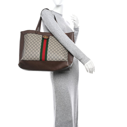 Gucci GG Supreme Monogram Web Ophidia Tote Brown 2 of 13