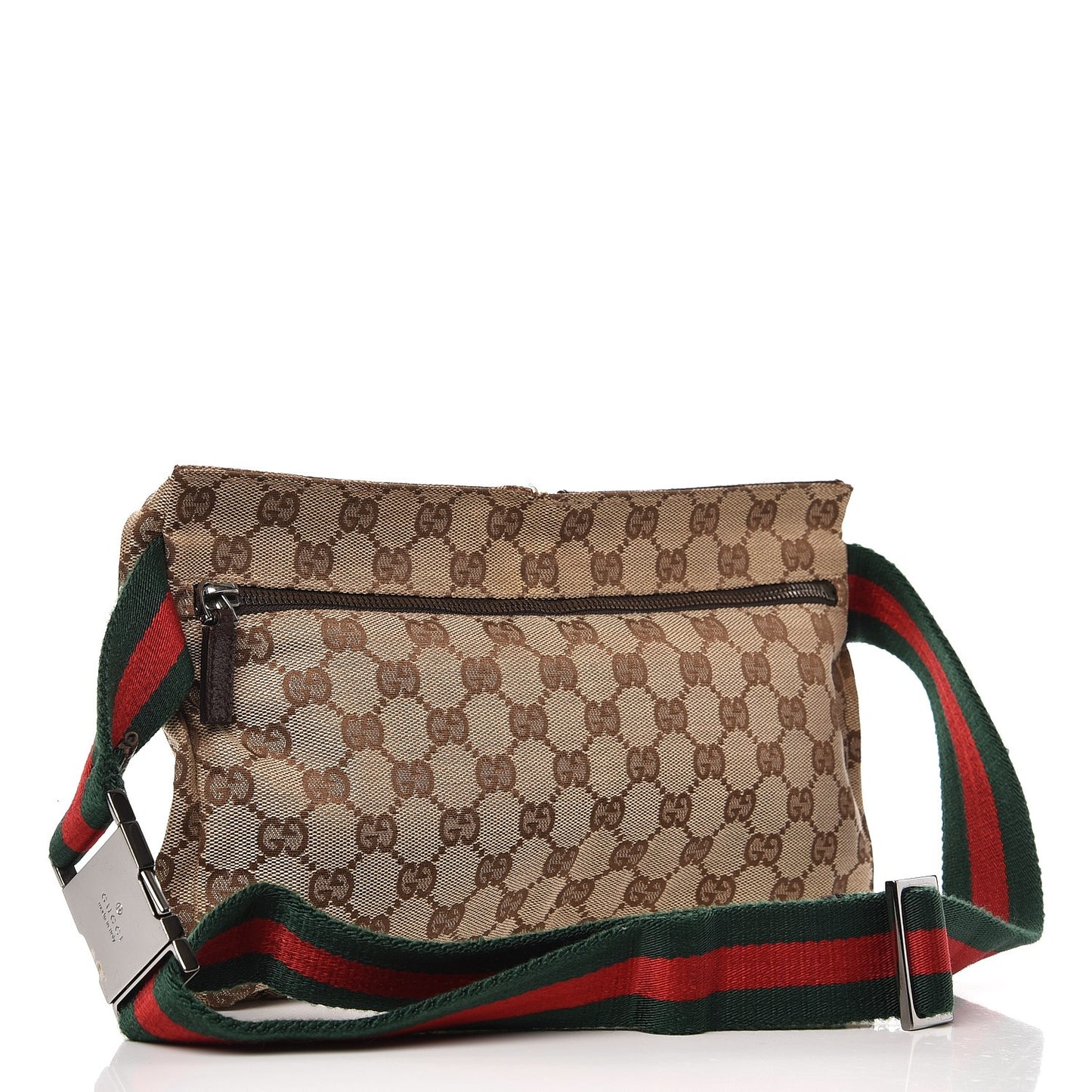 GG Monogram Double Pocket Belt Bag Dark Brown