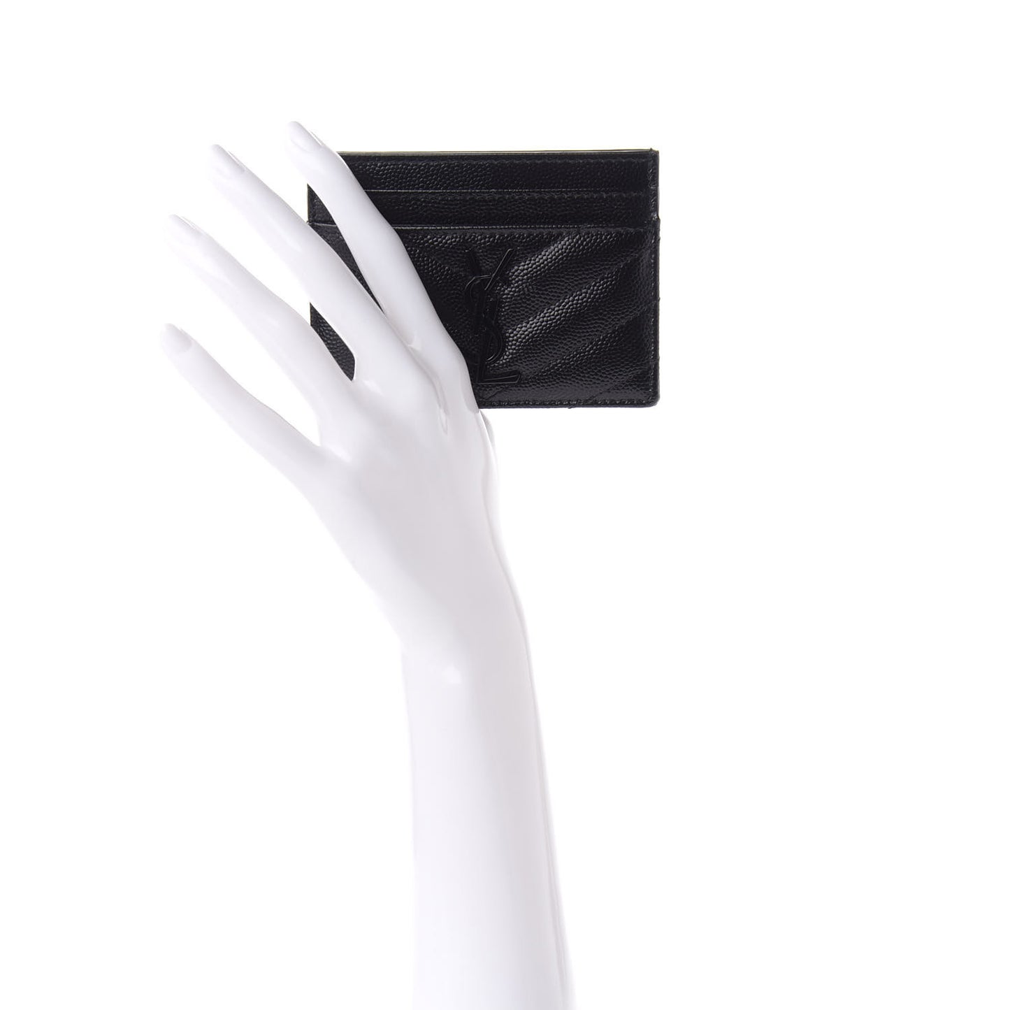 Grain De Poudre Matelasse Chevron Monogram Credit Card Case Black