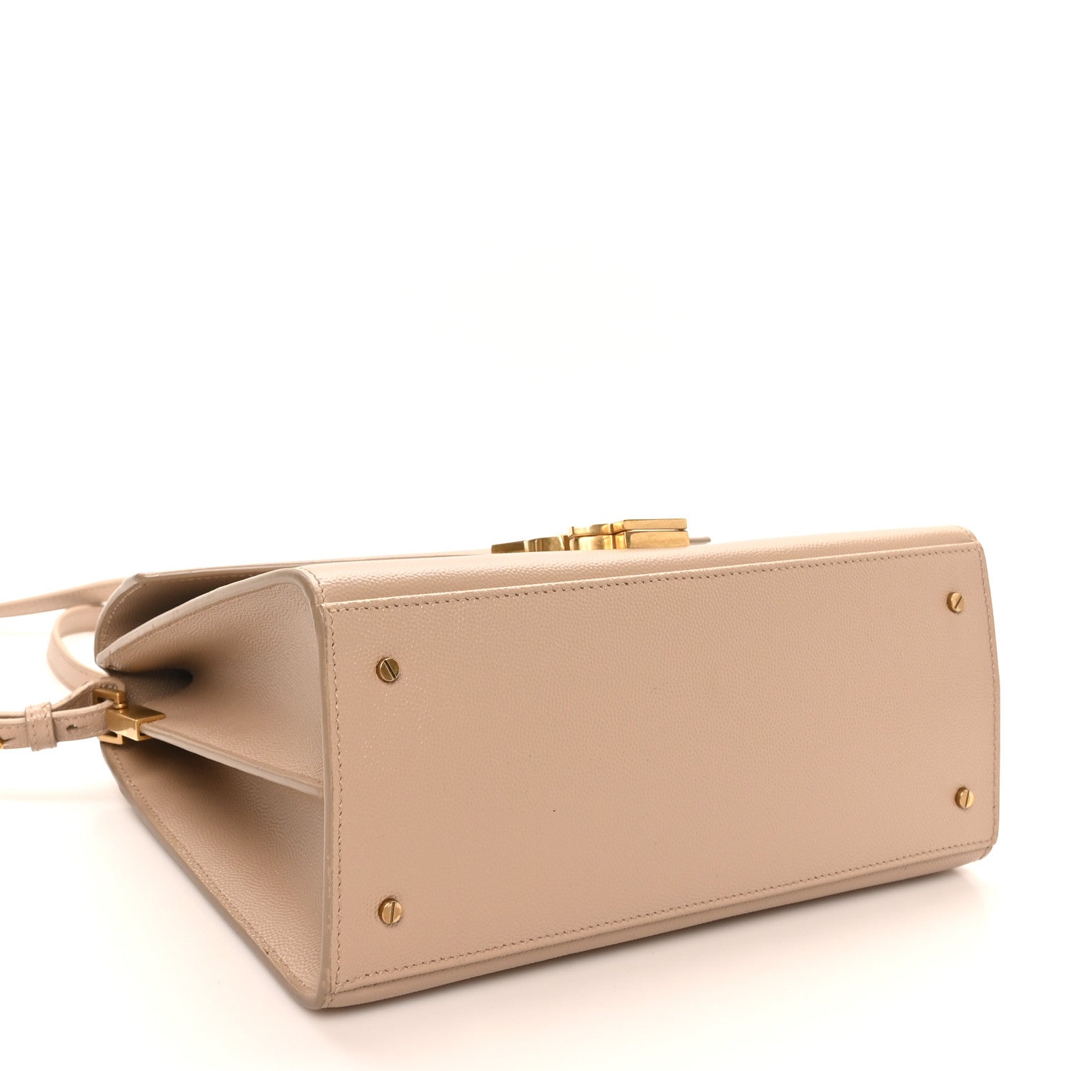 Saint Laurent Grain de Poudre Medium Classic Monogram Cassandra Top Handle Dark Beige 8 of 17