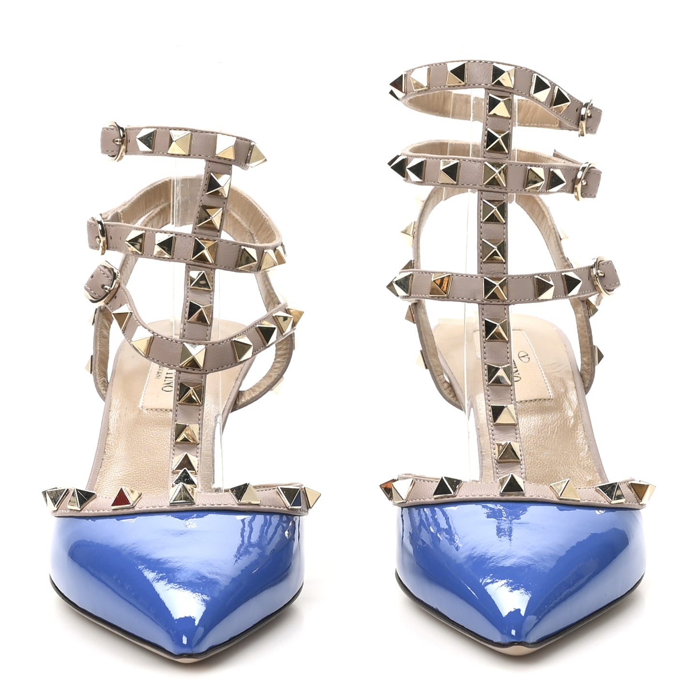 Patent Rockstud Ankle Strap 65mm Pumps 36.5 Indaco Poudre