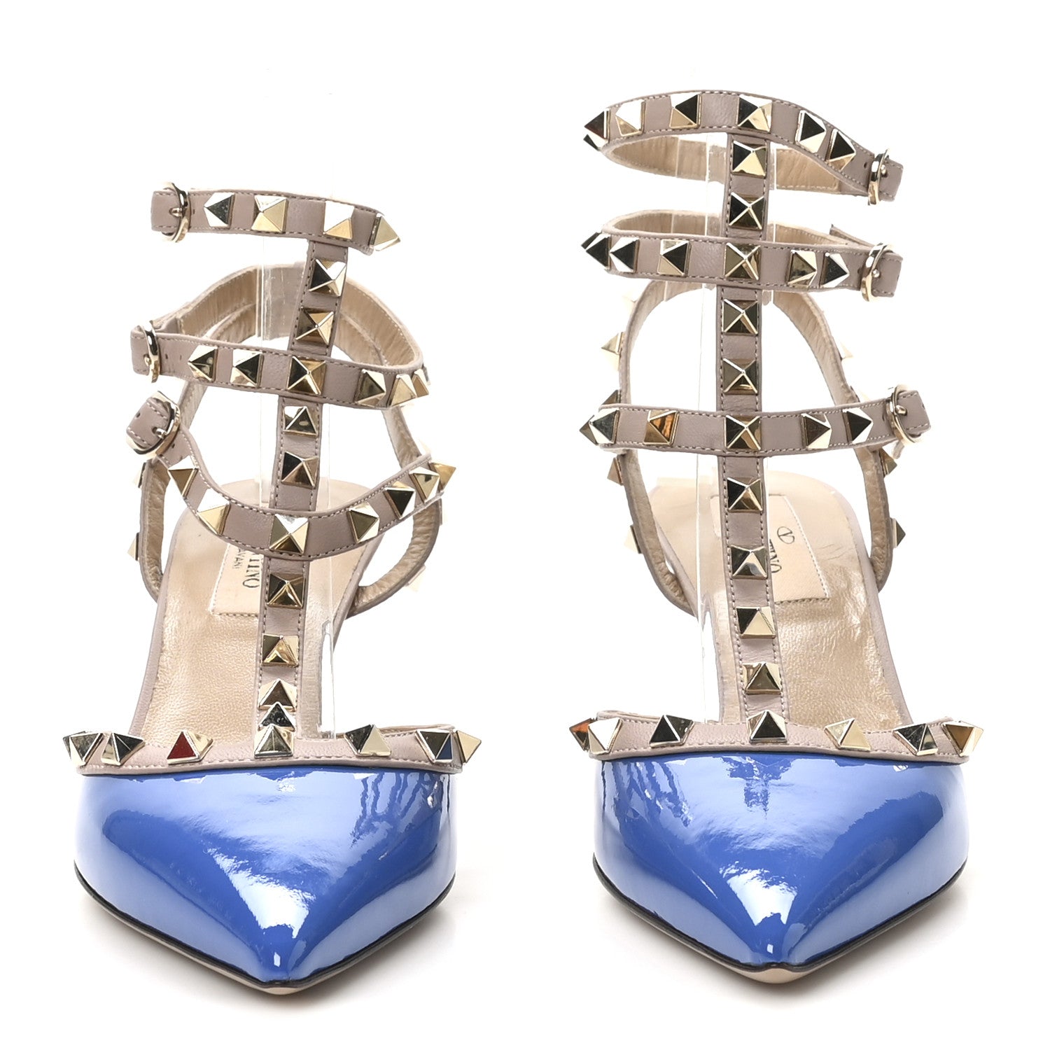 Valentino Garavani Patent Rockstud Ankle Strap 65mm Pumps 36.5 Indaco Poudre 3 of 9