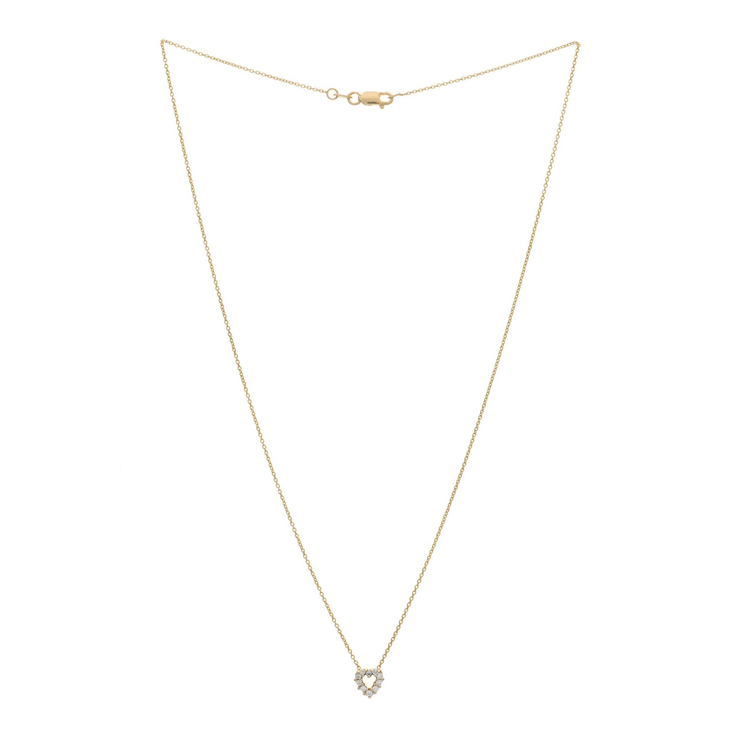 18K Yellow Gold Diamond Tiny Treasures Heart Pendant Necklace