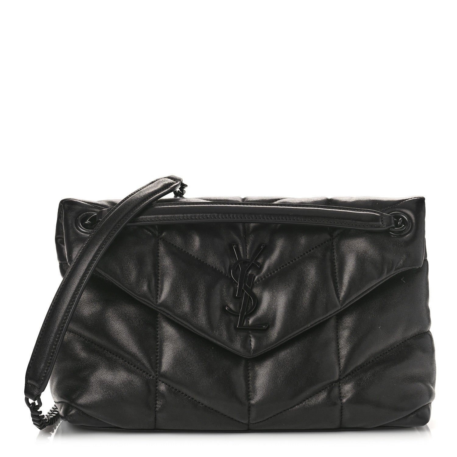 Saint Laurent Lambskin Quilted Monogram Monochrome Small Loulou Puffer Chain Satchel Black 1 of 8