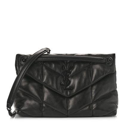 Saint Laurent Lambskin Quilted Monogram Monochrome Small Loulou Puffer Chain Satchel Black 1 of 8
