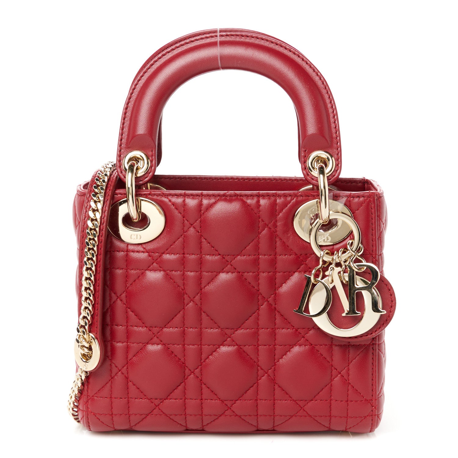 Christian Dior Lambskin Cannage Mini Lady Dior Red 1 of 10