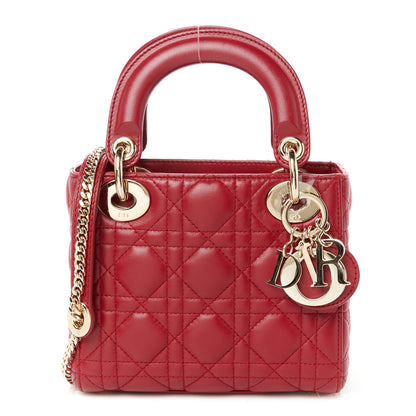Christian Dior Lambskin Cannage Mini Lady Dior Red 1 of 10