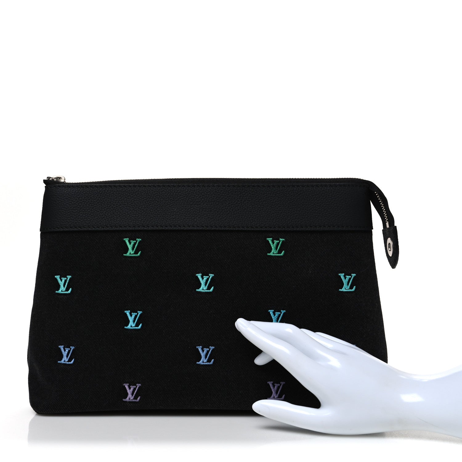 Louis Vuitton Blason Denim Pochette Voyage Souple Black Gradient Blue 2 of 6