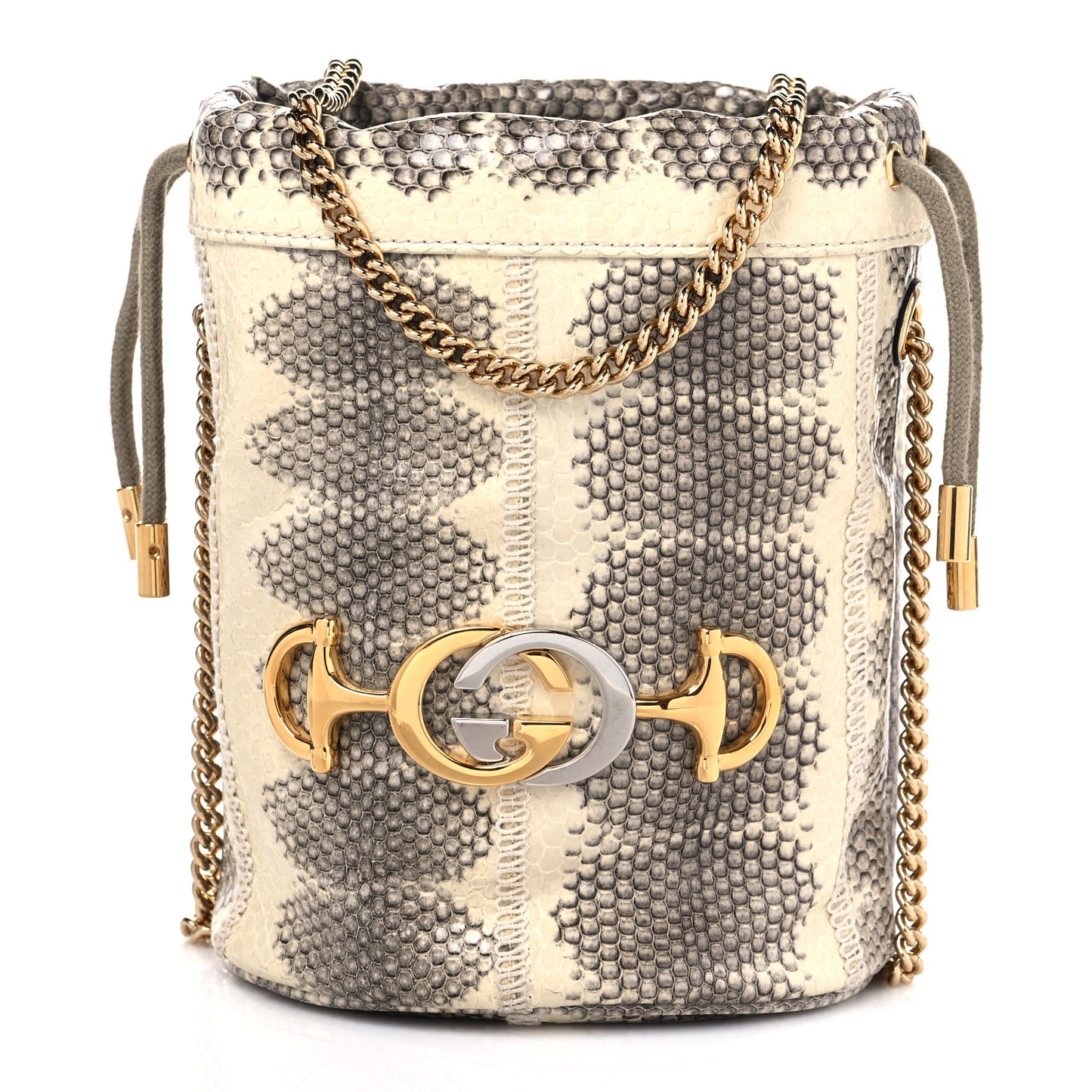 Snakeskin Mini Zumi Bucket Bag Grey