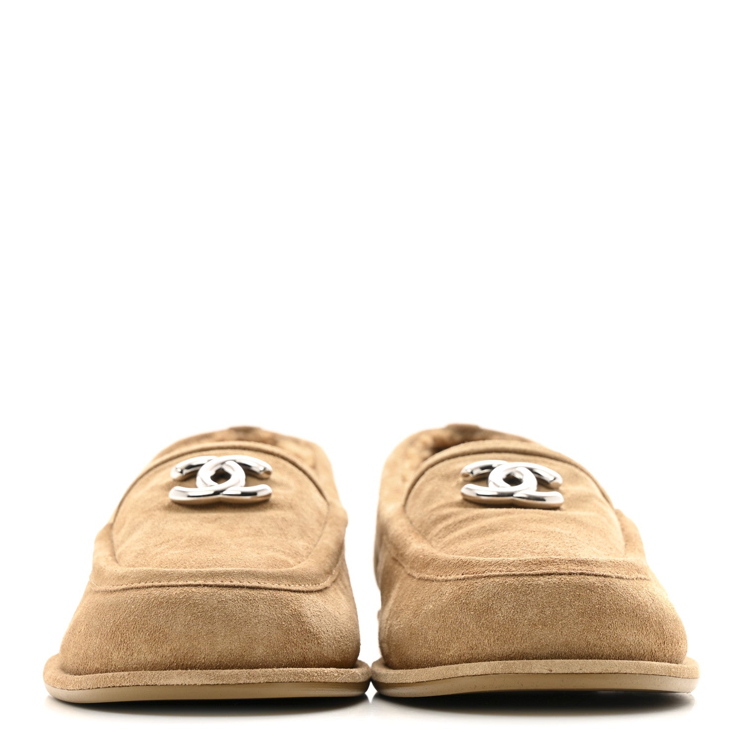 Chanel Suede Calfskin CC Loafers 38.5 Dark Beige 3 of 11