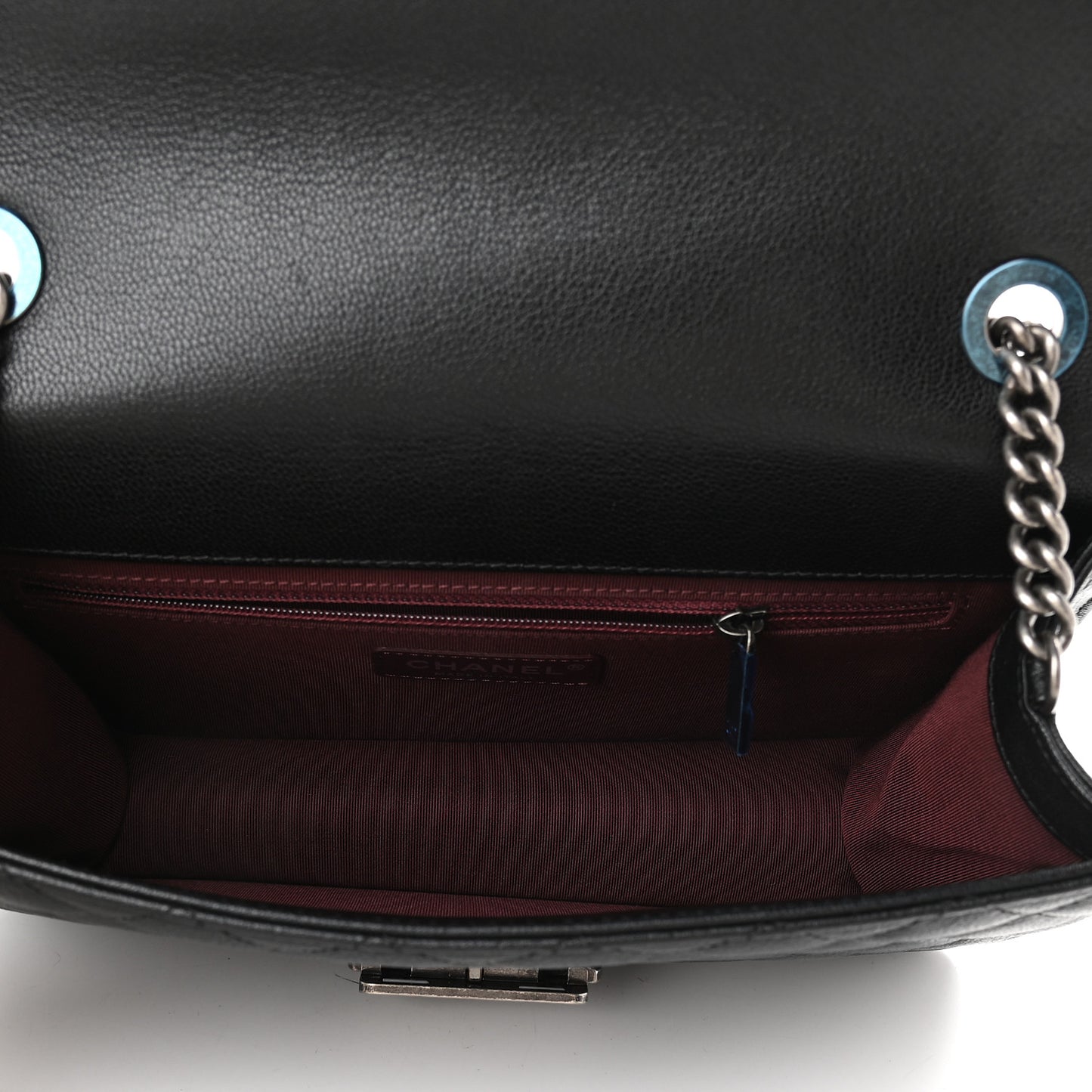 Goatskin Quilted Small CC University Top Handle Flap Black