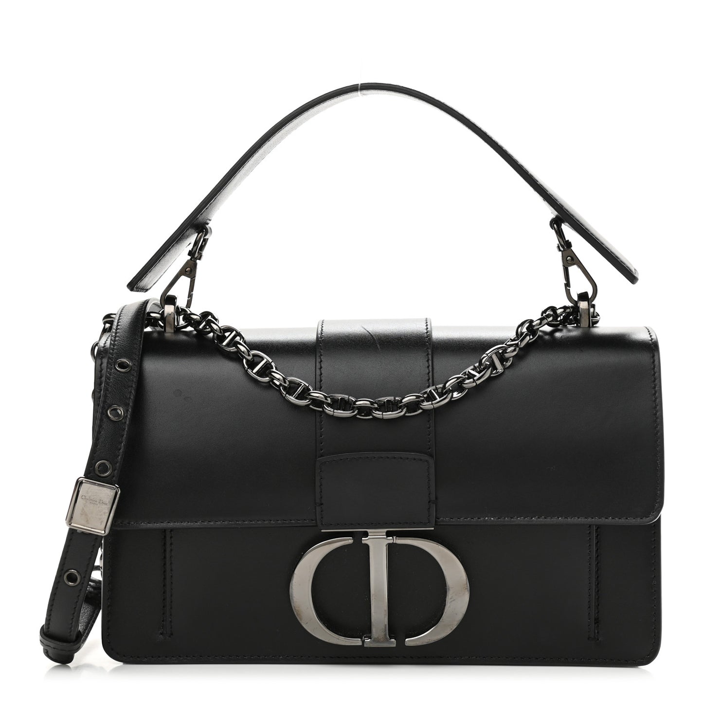 Calfskin 30 Montaigne Chain Flap Bag Black