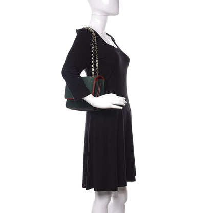 Gucci Suede Azalea Calfskin Small Marina Chain Shoulder Bag Green Red 2 of 10