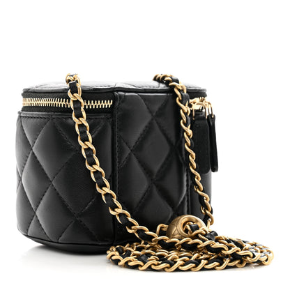 Chanel Lambskin Quilted Mini Pearl Crush Vanity Case With Chain Black 3 of 10