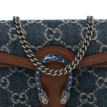 Gucci New Denim GG Monogram Dollar Calfskin Enamel Super Mini Dionysus Shoulder Bag Blue Tea Cuir Epilog Electric Blue 7 of 9