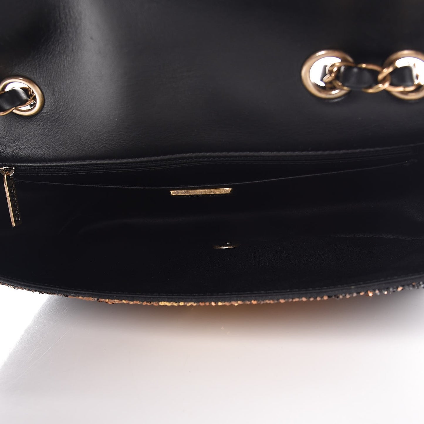 Sequin Medium Single Flap Bronze Black