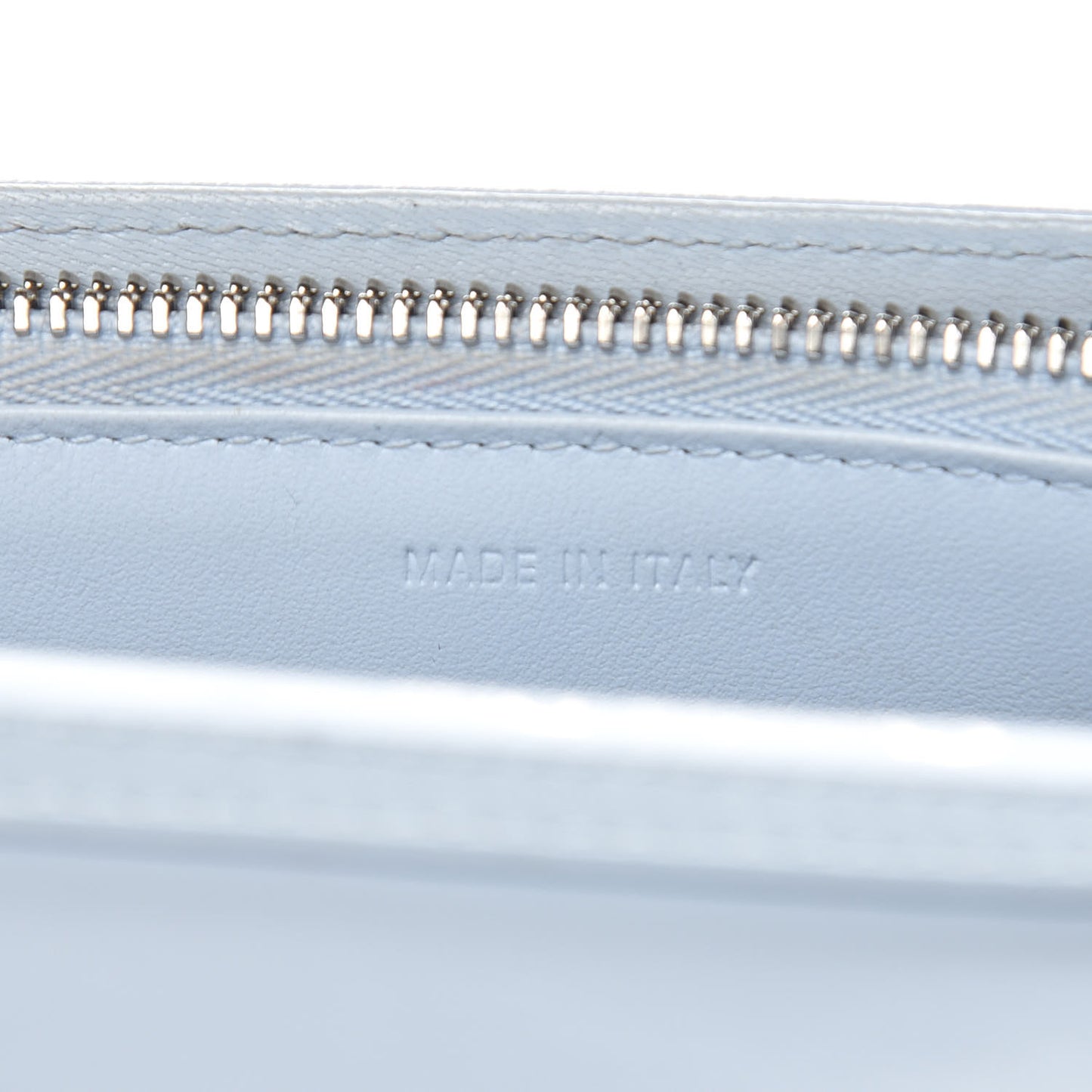 Grained Calfskin Diorama Wallet on Chain Pouch Light Blue