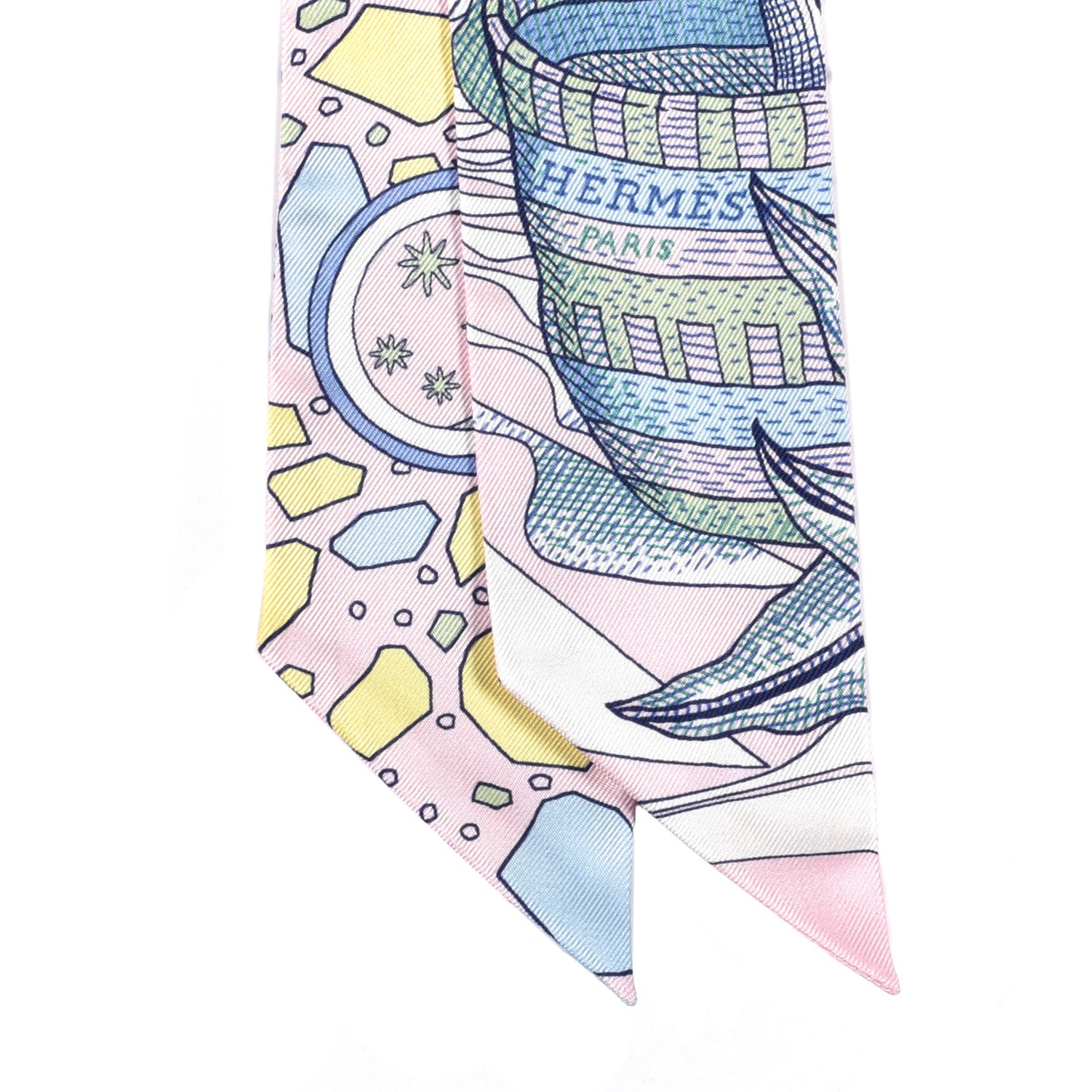 Silk La Danse Des Amazones Twilly Rose Pale Bleu Jaune