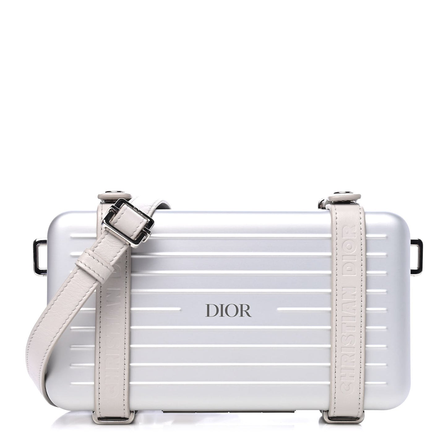 X RIMOWA Aluminum Personal Clutch On Strap Silver